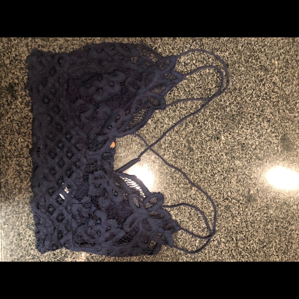 Free People Navy Crochet Bralette